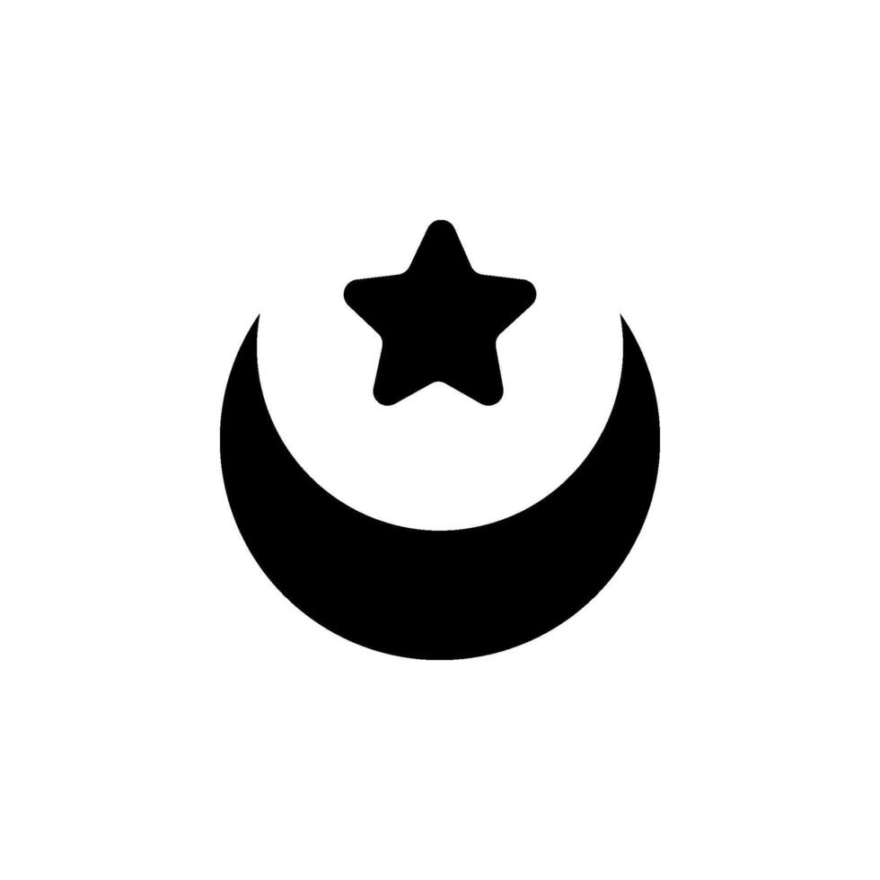 Crescent moon and star icon vector