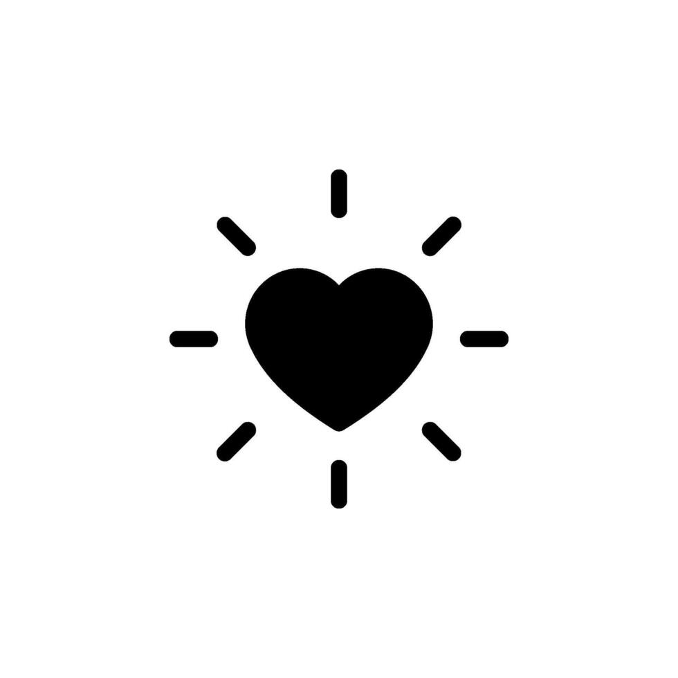 Heart icon radiating light or energy. Perfect for representing love, care, health, or positive emotions. Suitable for use in web design, mobile apps. vector