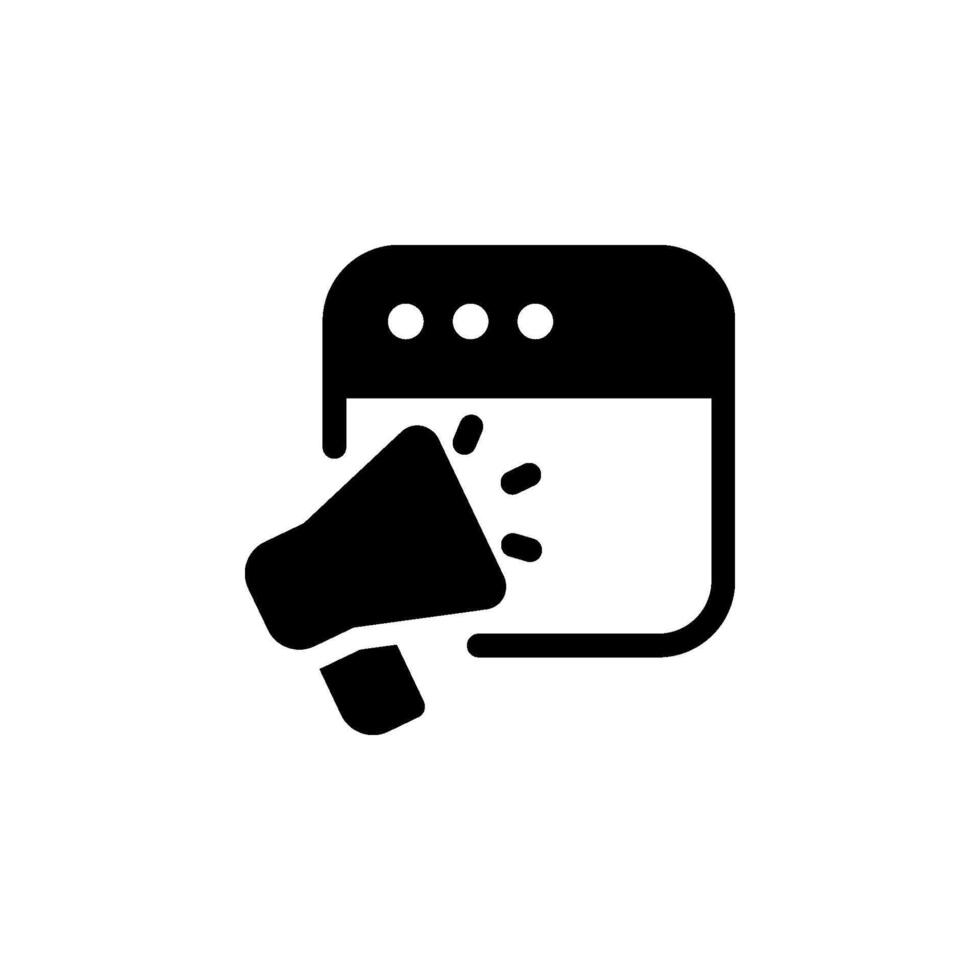 website promotion or marketing icon. Monitor screen with megaphone, symbolizing advertising and online reach. vector