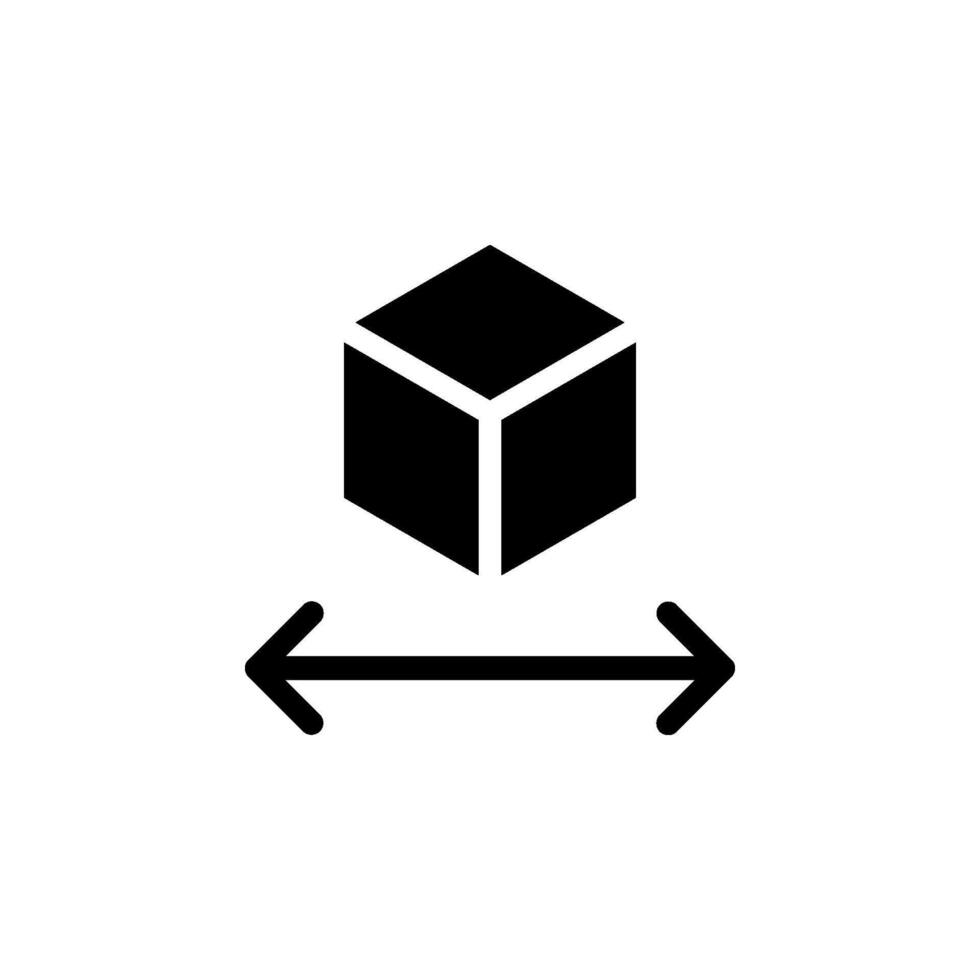 Dimension icon. Cube with Arrows, representing dimension, size, measurement. Ideal for product specifications, packaging, or technical documentation. vector