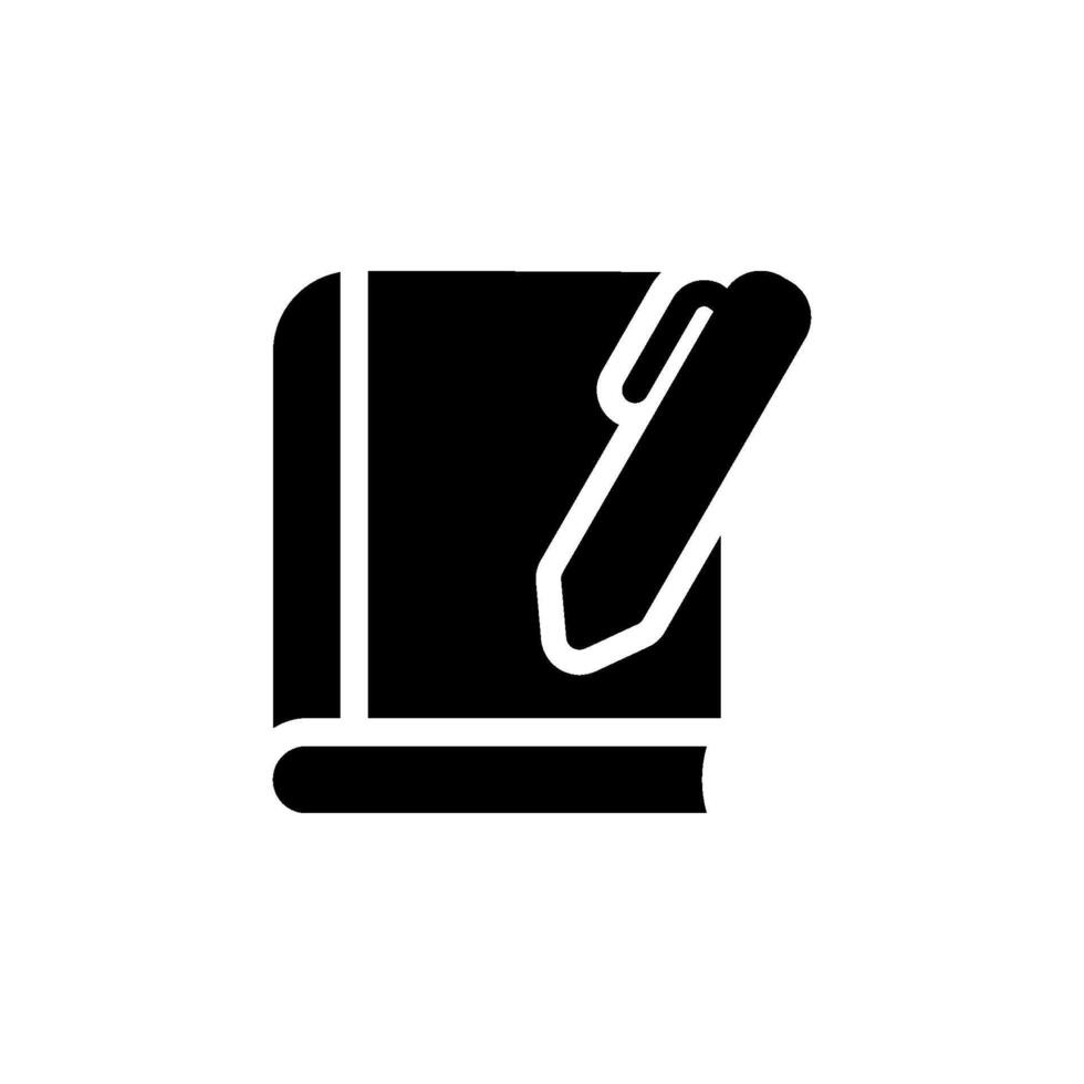 Book and pen icon. Represents education, writing, note taking, learning, and creative process. Suitable for websites, apps, presentations, and educational materials. vector