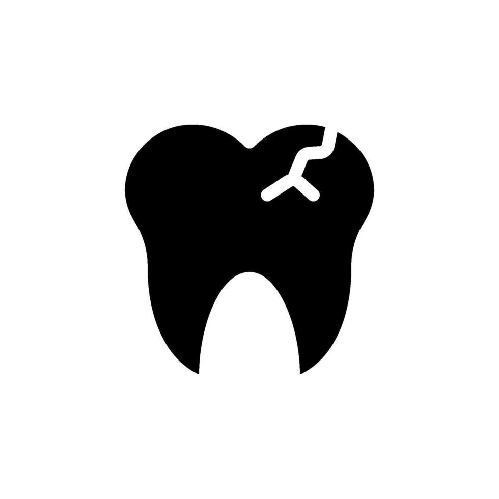 Cracked tooth icon. representing dental problems, decay, and the need for oral care. Simple icon for dental health concepts. vector