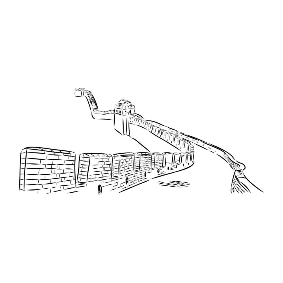 Great Wall of China sketch vector