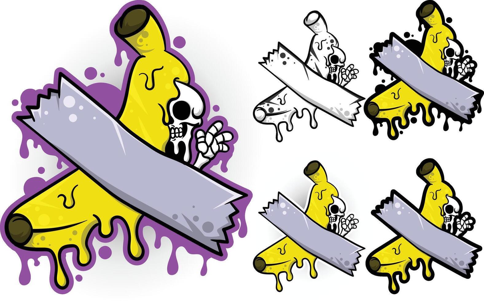 Cartoon banana illustration with graffiti style vector