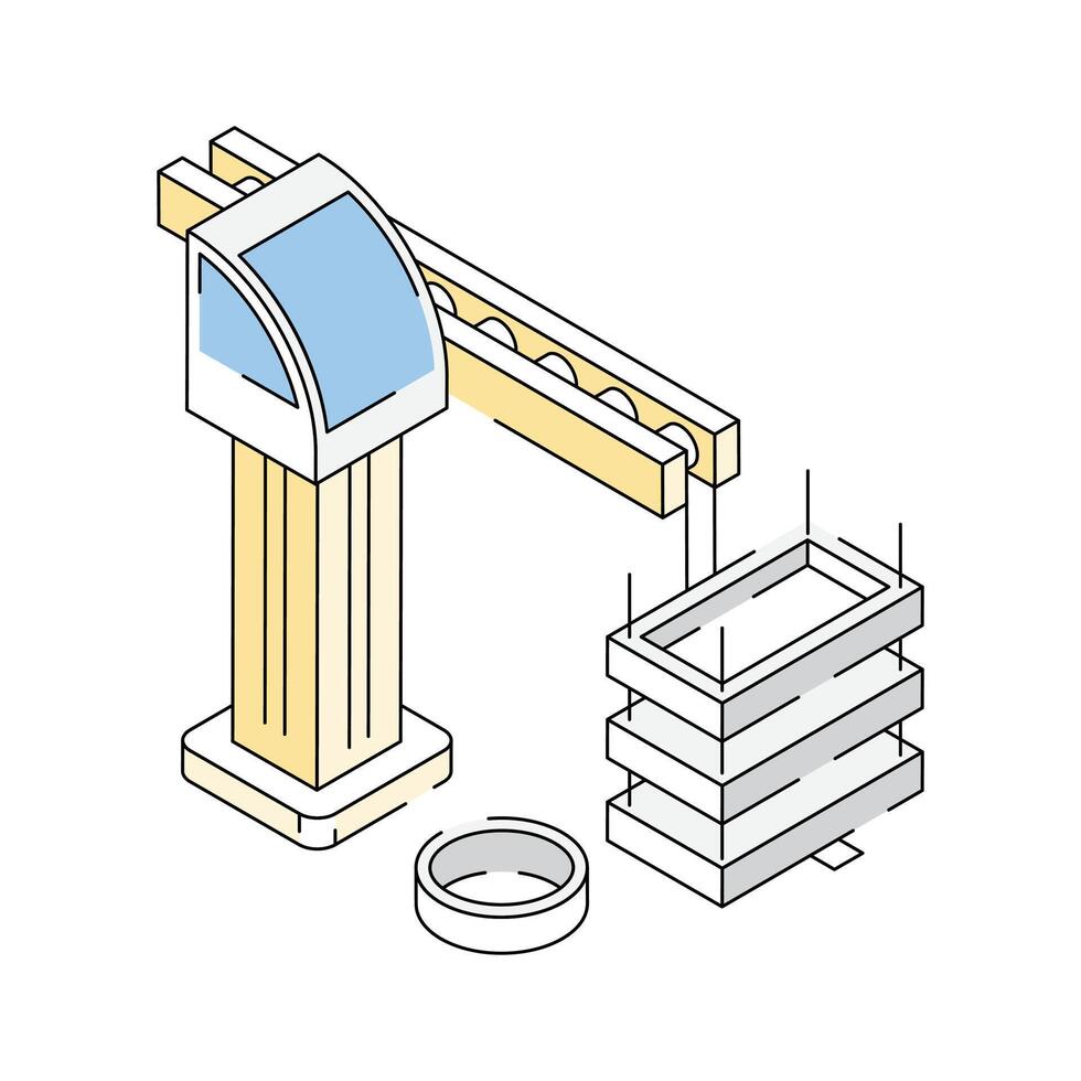 Construction tower lifting material, icon designed in isometric style vector