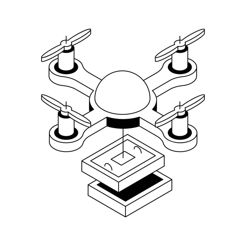 Get a glimpse of this premium isometric icon showing drone camera. vector