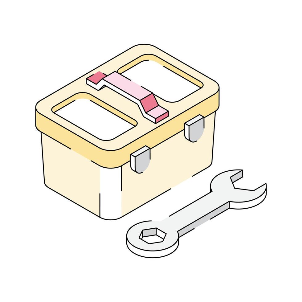 Grab this amazing isometric icon showing toolbox vector