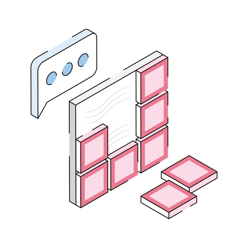 Latest icon of wall tiling designed in isometric style vector