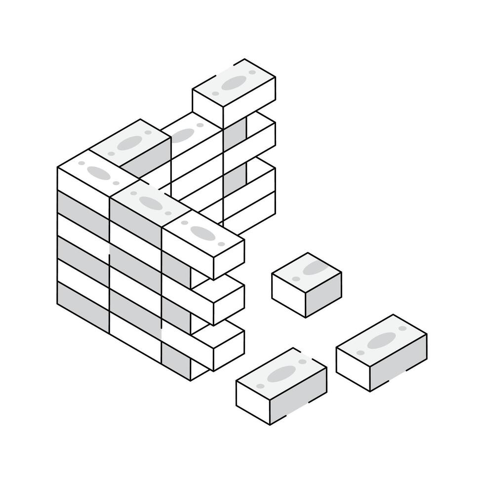 Download out premium isometric icon of brick construction vector