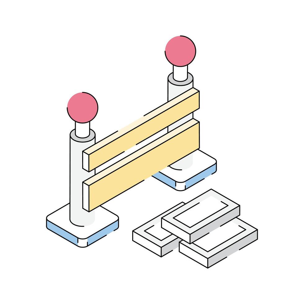 Visually appealing isometric outline icon of construction barrier vector