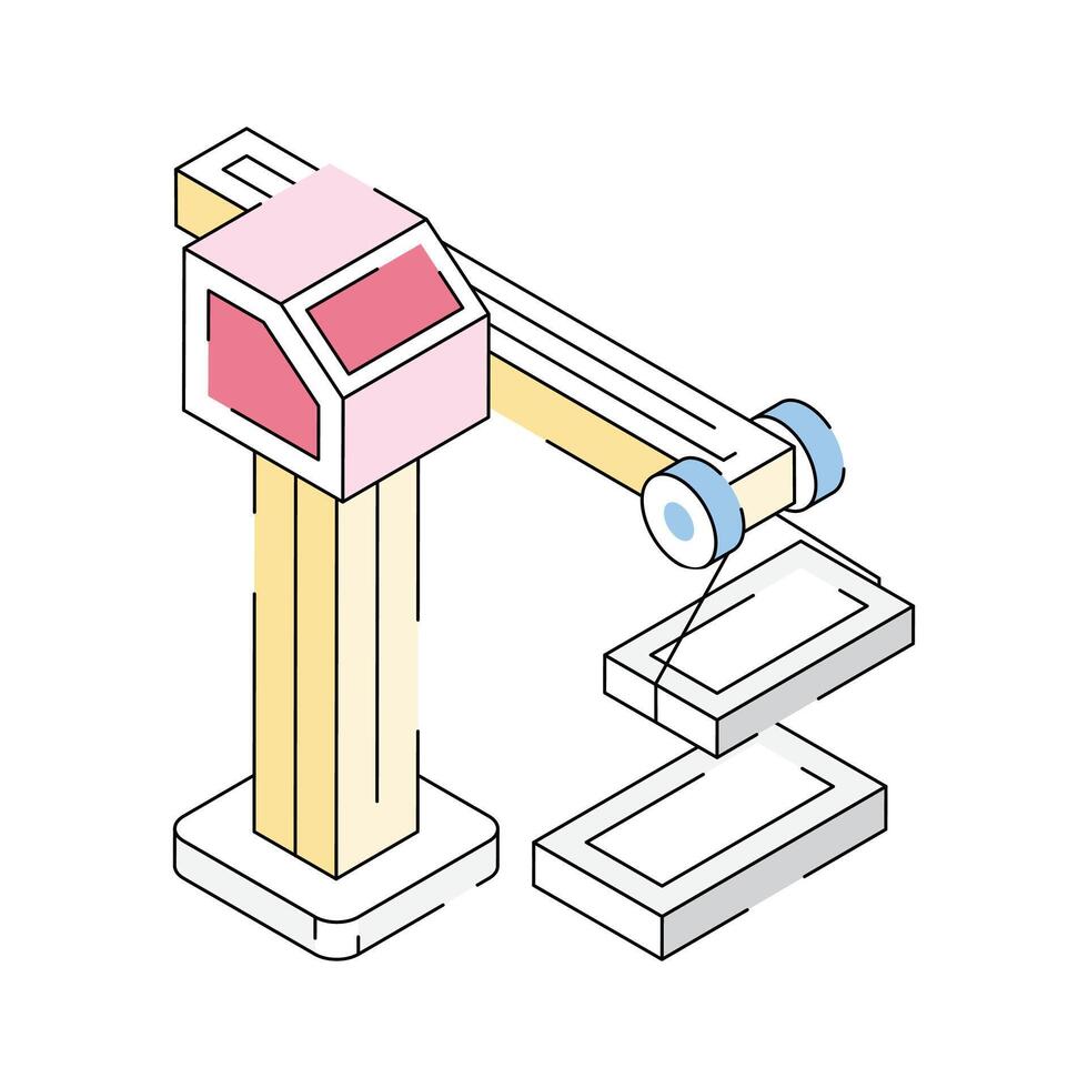 A handy isometric outline icon of building crane tower vector