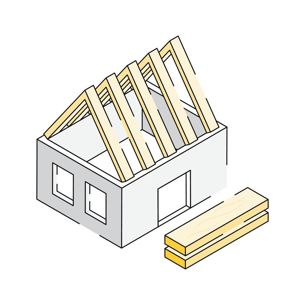 Easy to use isometric outline icon of home construction vector
