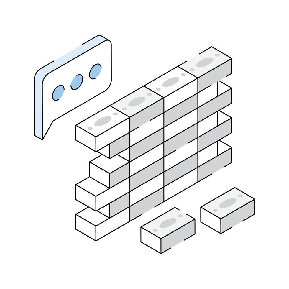 Easy to edit icon of masonry designed in isometric style vector