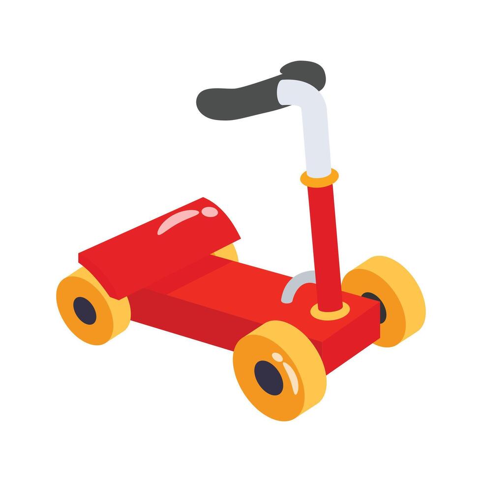 A handy 3d style icon of kids scooter ride vector