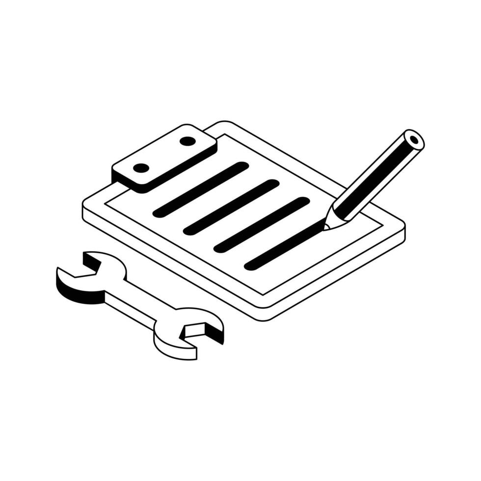 An icon of construction report designed in isometric style. vector