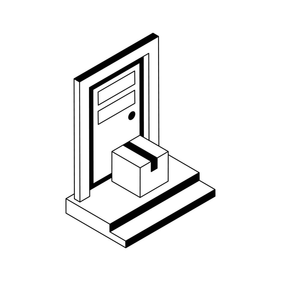 Premium isometric outline icon showing door delivery. vector