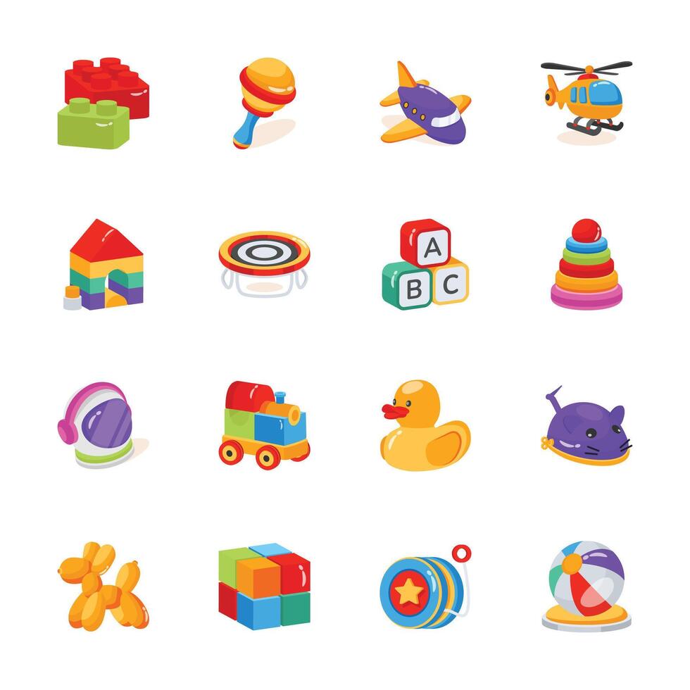 Check out premium collection of kids toys and playthings 3d icons vector