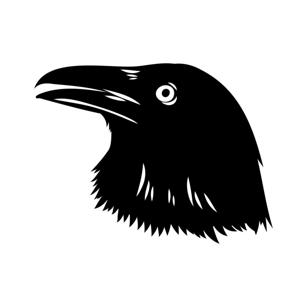 Bird's head black crow drawing vector