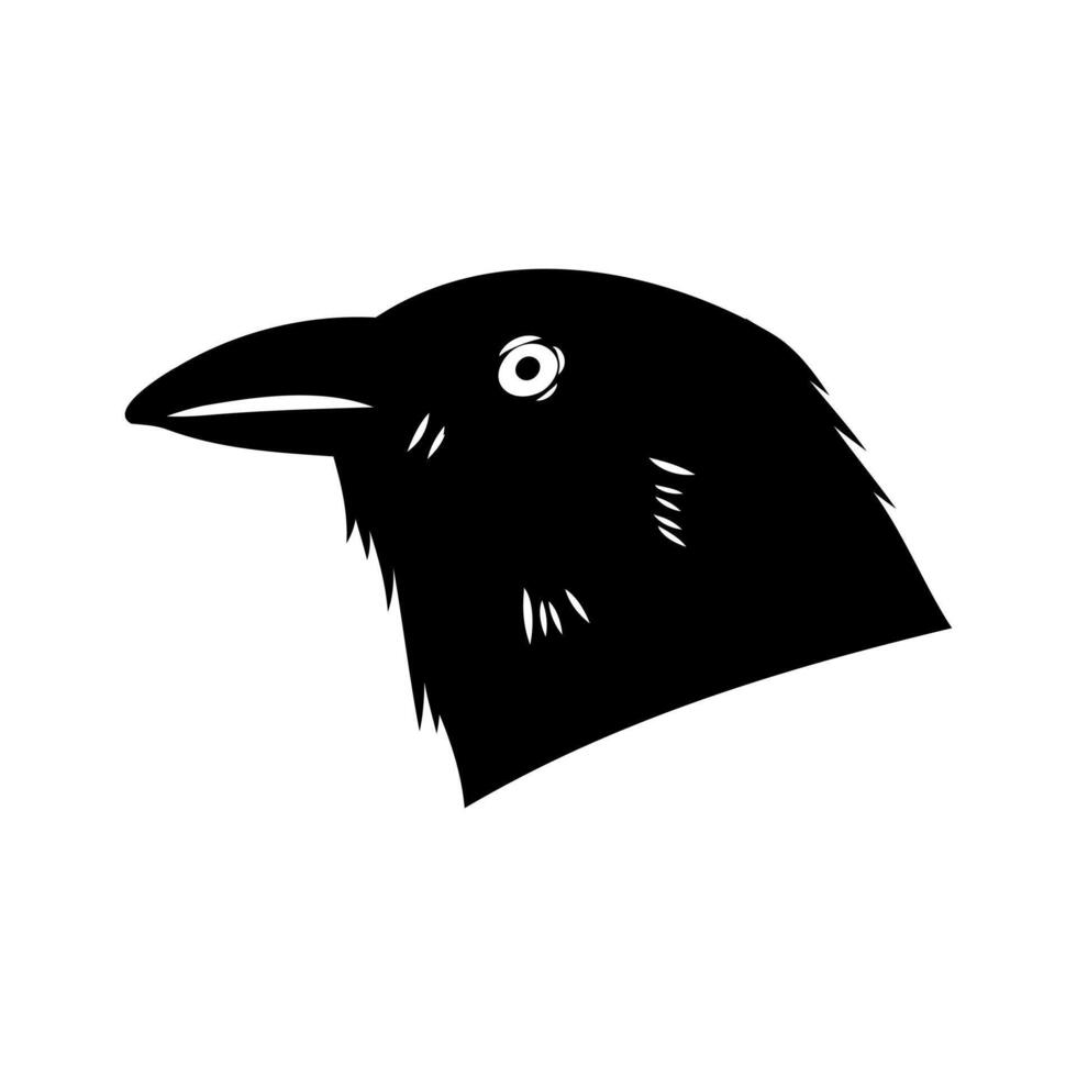 Black crow's head drawing vector