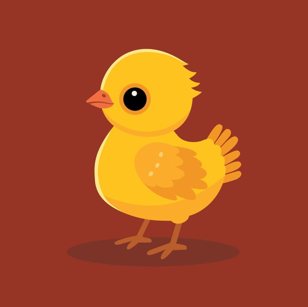 Chicken flat illustration. Yellow little chicken isolated on solid background. Minimalistic modern style vector