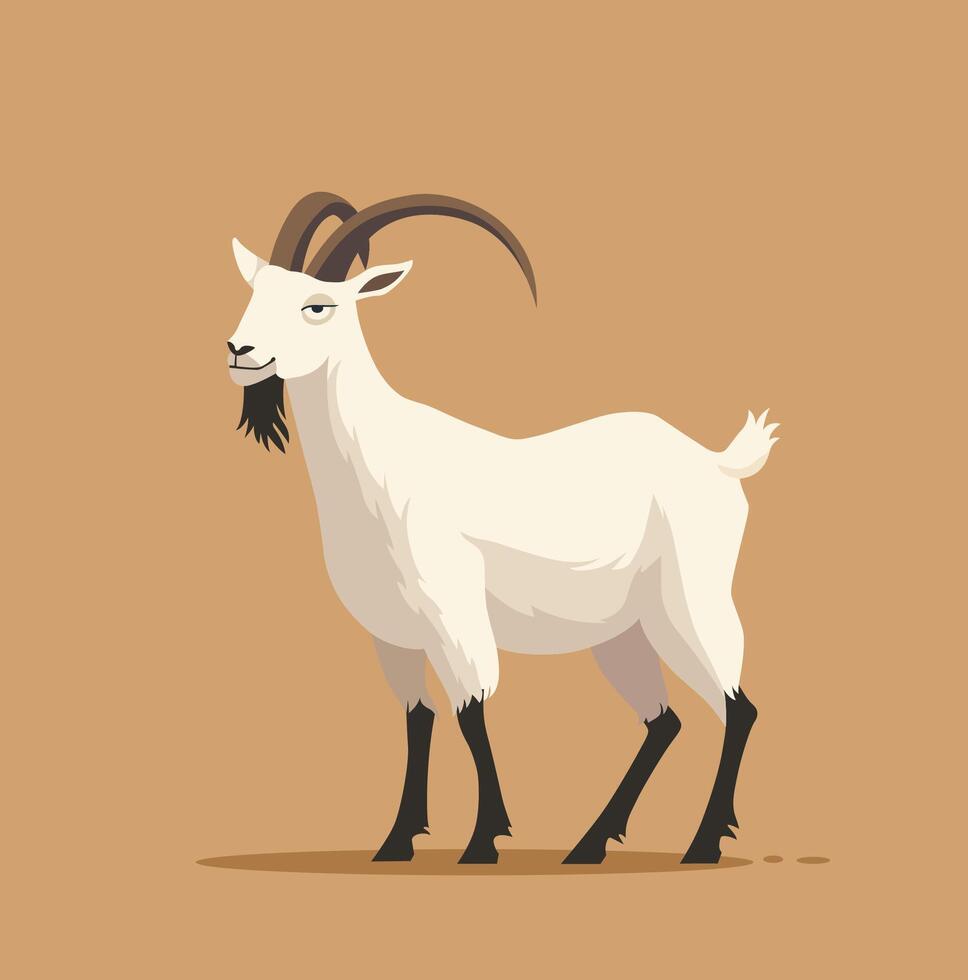 Goat flat illustration. Farm animal art isolated on solid background. Minimalistic modern style vector