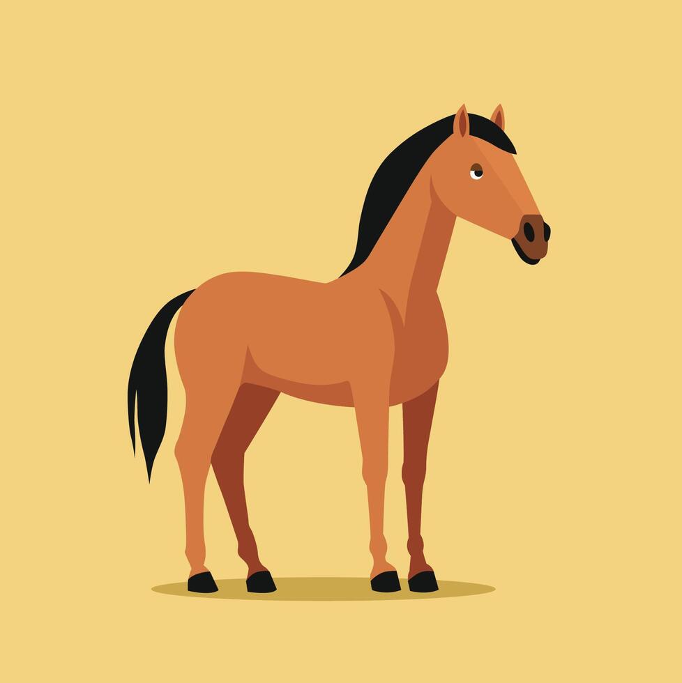 Horse flat illustration. Farm animal art isolated on solid background. Minimalistic modern style vector
