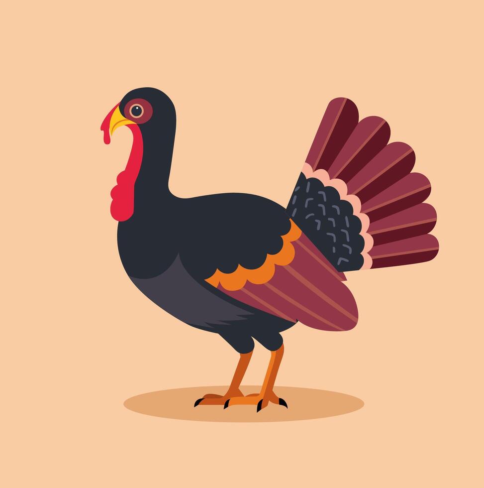 Turkey flat illustration. Farm bird flat illustration. Minimalistic modern style. vector