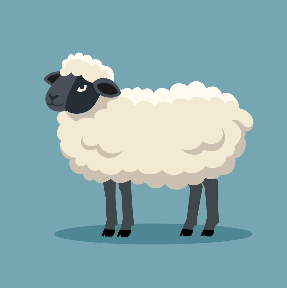 Sheep flat illustration. Farm animal art isolated on solid background. Minimalistic modern style vector
