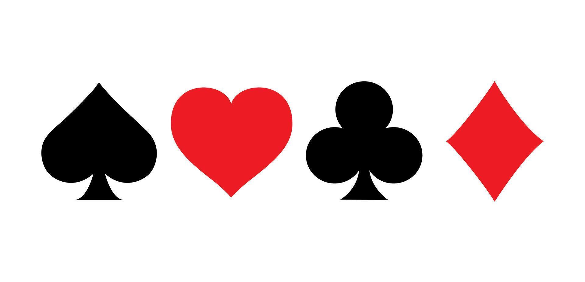 Playing cards suits icons set. flat simple symbols collection. vector