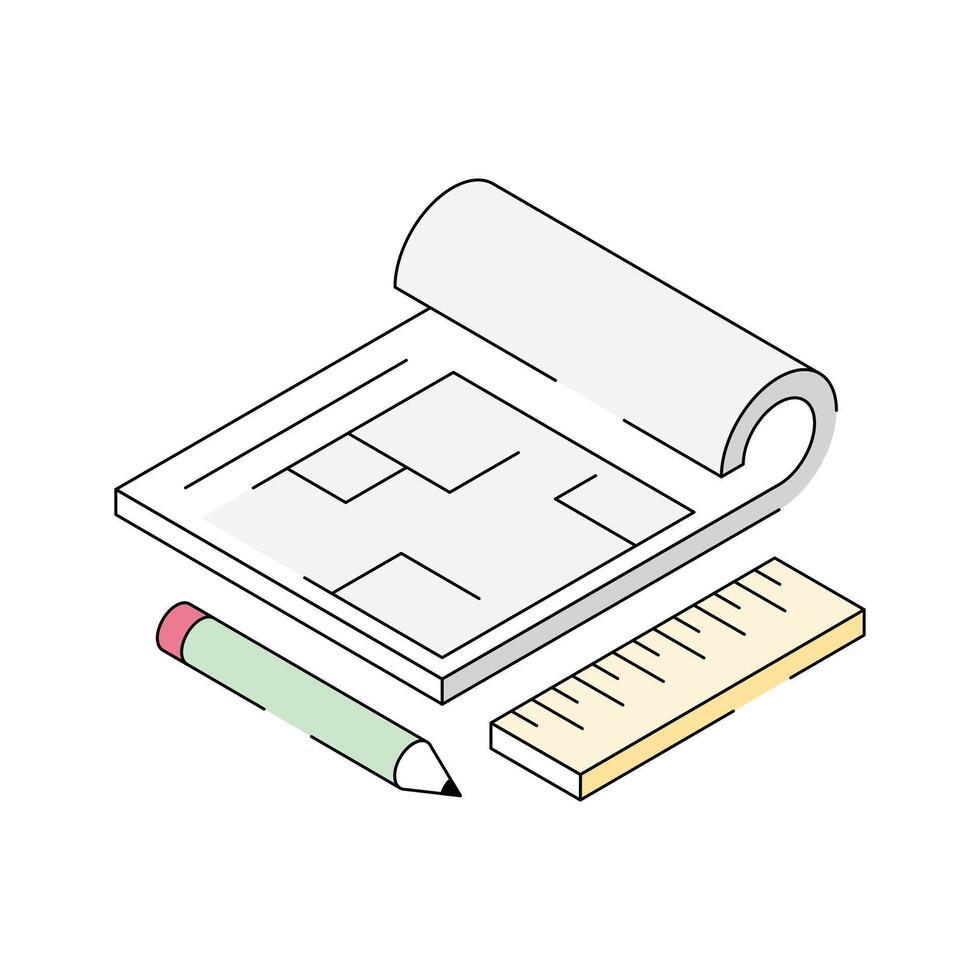 Visually engaging isometric icon showing architectural design vector