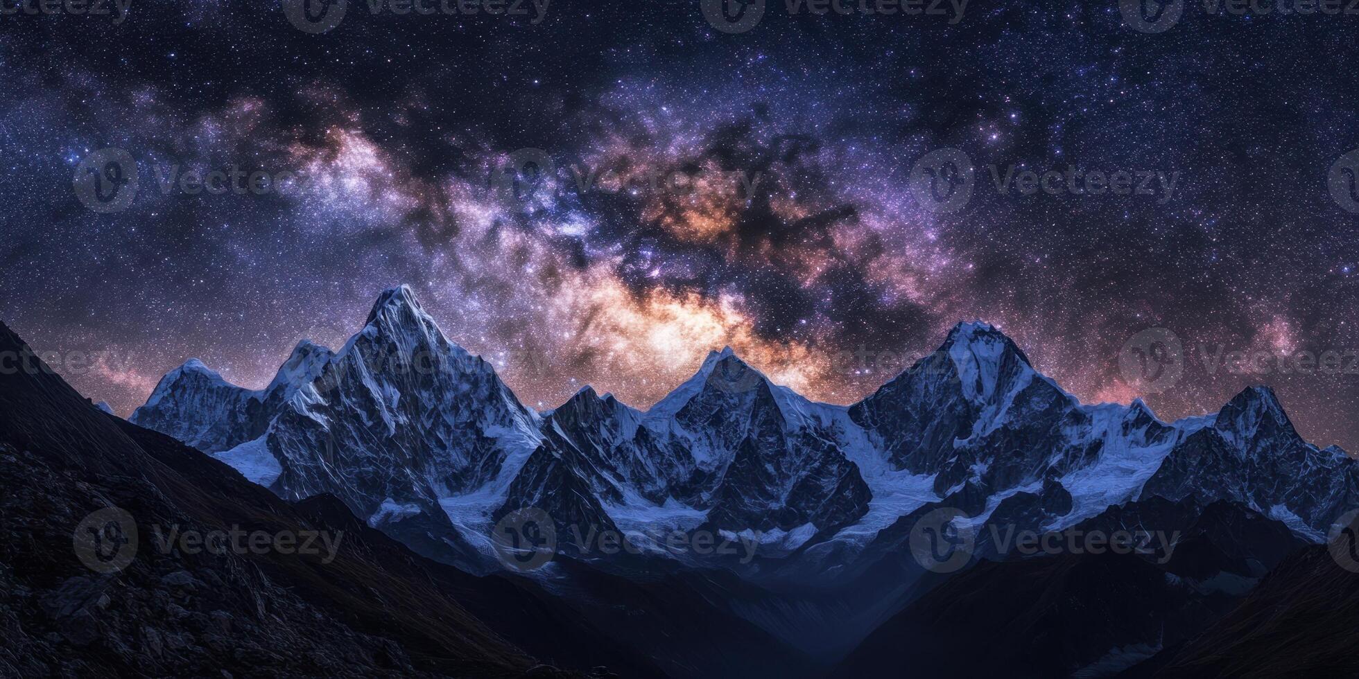 Starlit Mountain Range Under Milky Way photo