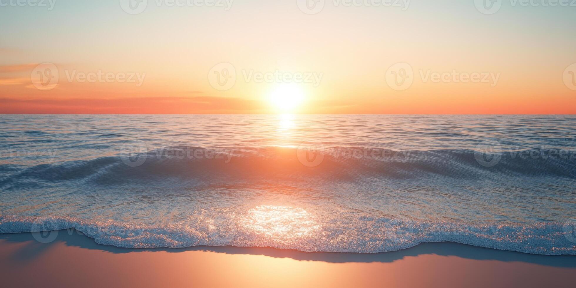 Sunset Over Calm Ocean Waves. photo