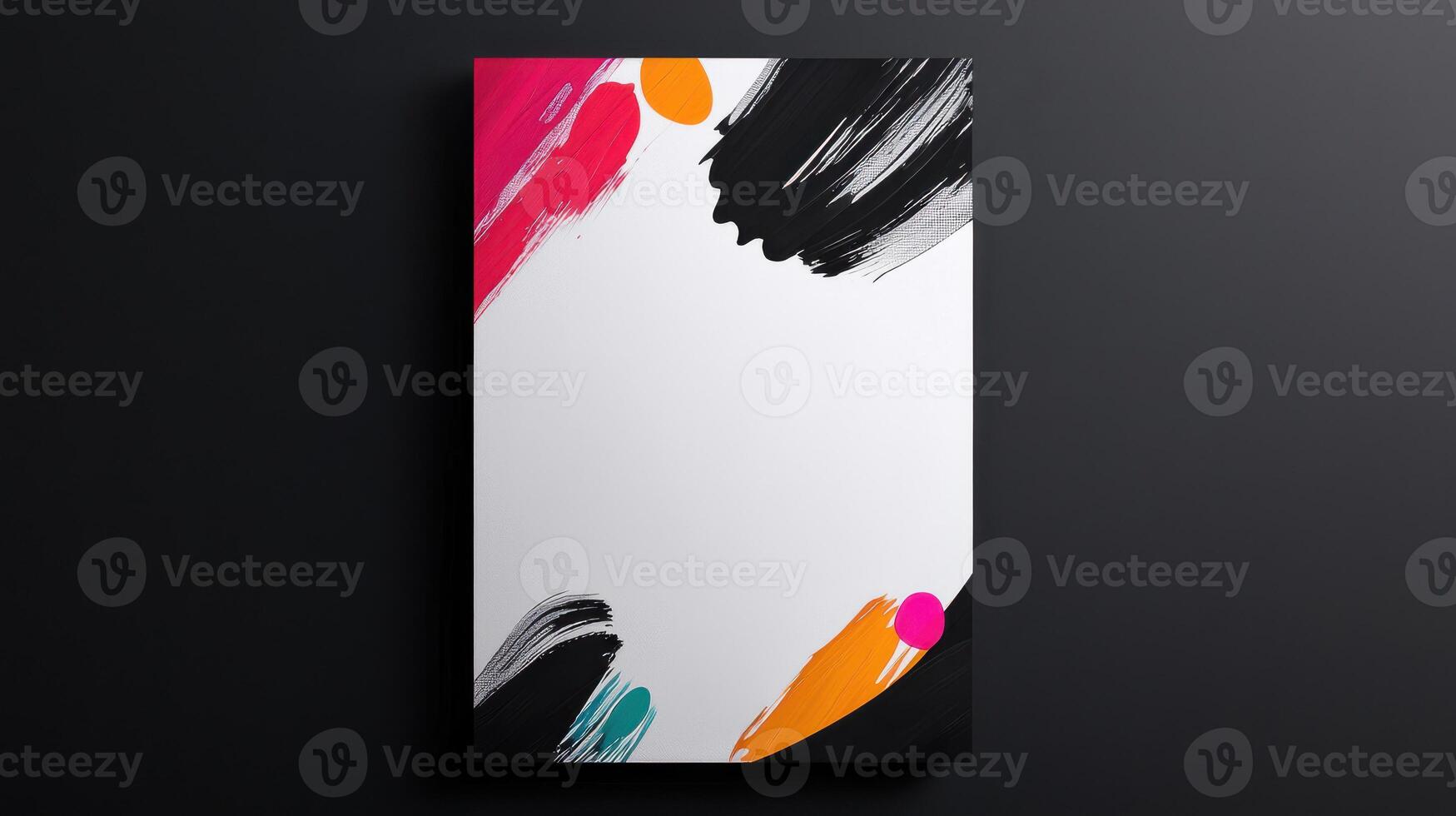 A white wall with a colorful abstract painting photo