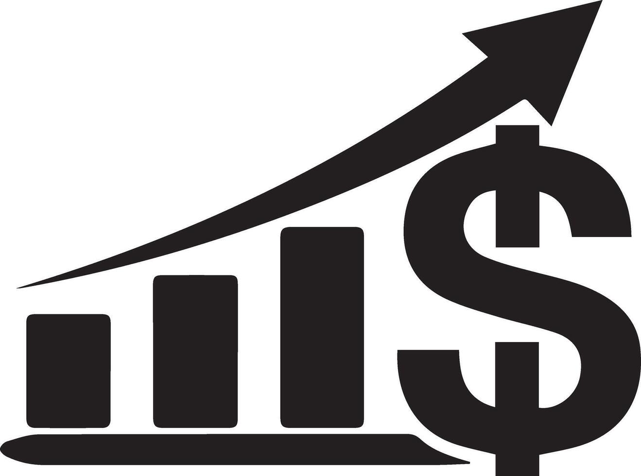 Growth chart with dollar sign icon on white background. vector