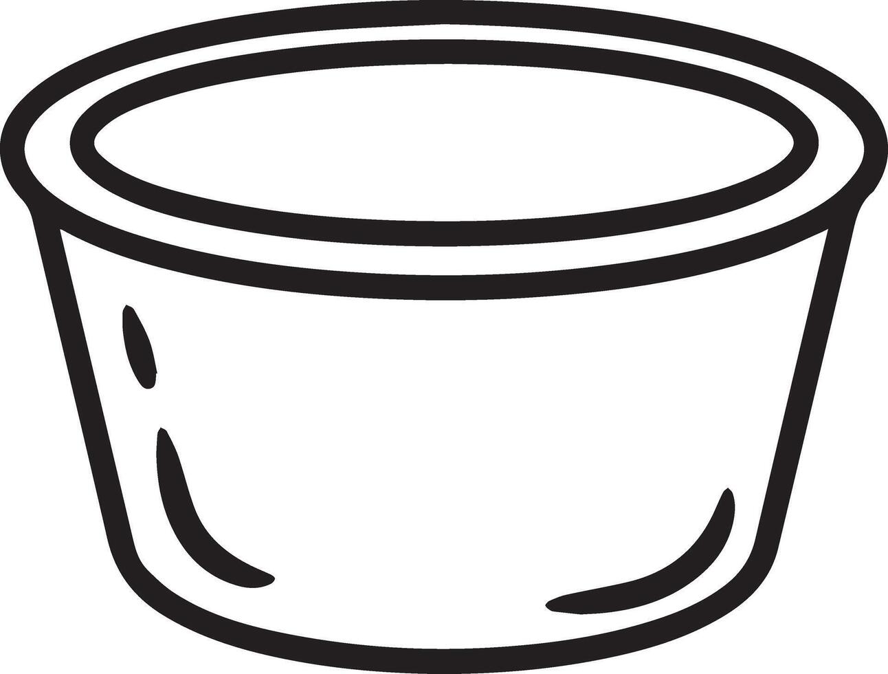 Simple black and white illustration of a round, shallow container vector