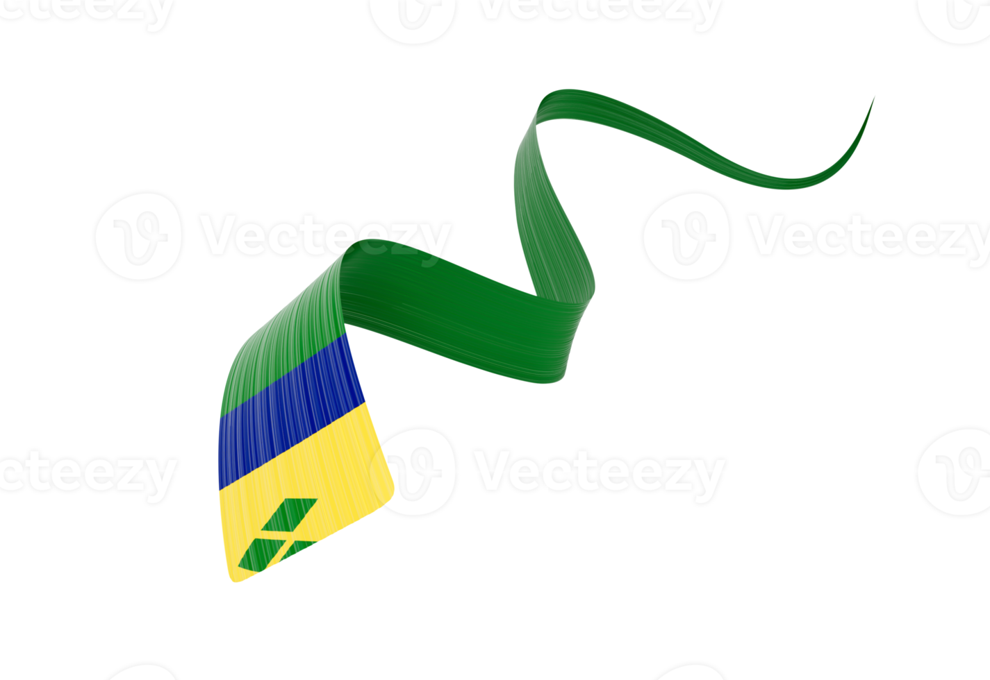 Saint Vincent And The Grenadines 3d Wavy Shiny Flag 3d Illustration png