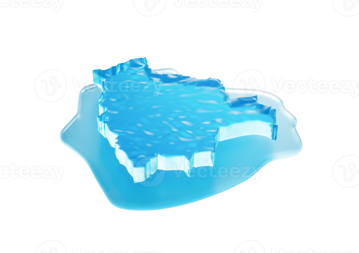Ice Map of Bolivia global warming melting glacier in deep blue water 3d illustration png