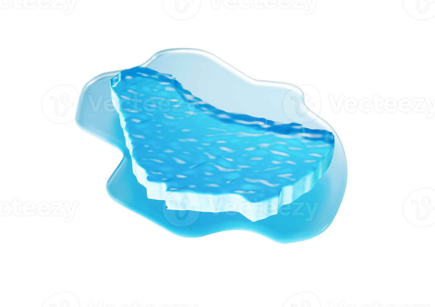 Map of Barbados global warming melting glacier in deep blue water 3d illustration png