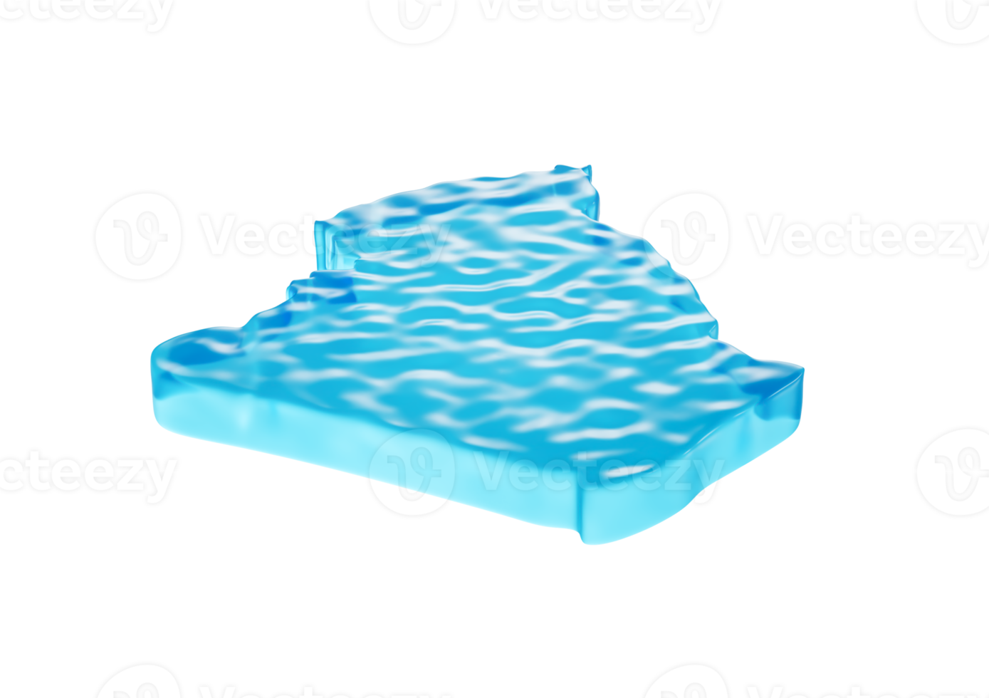 Deep Blue Water Algeria Map Gelatinous Smooth Surface 3D Illustration png