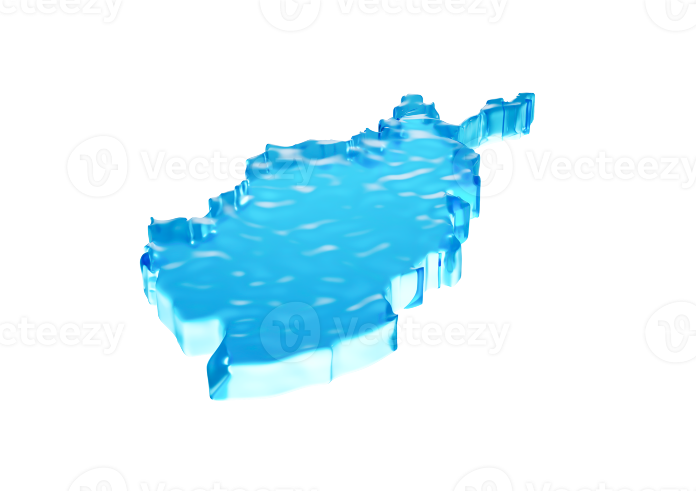 Ocean Blue Water Afghanistan Map Gelatinous Smooth Surface 3D Illustration png
