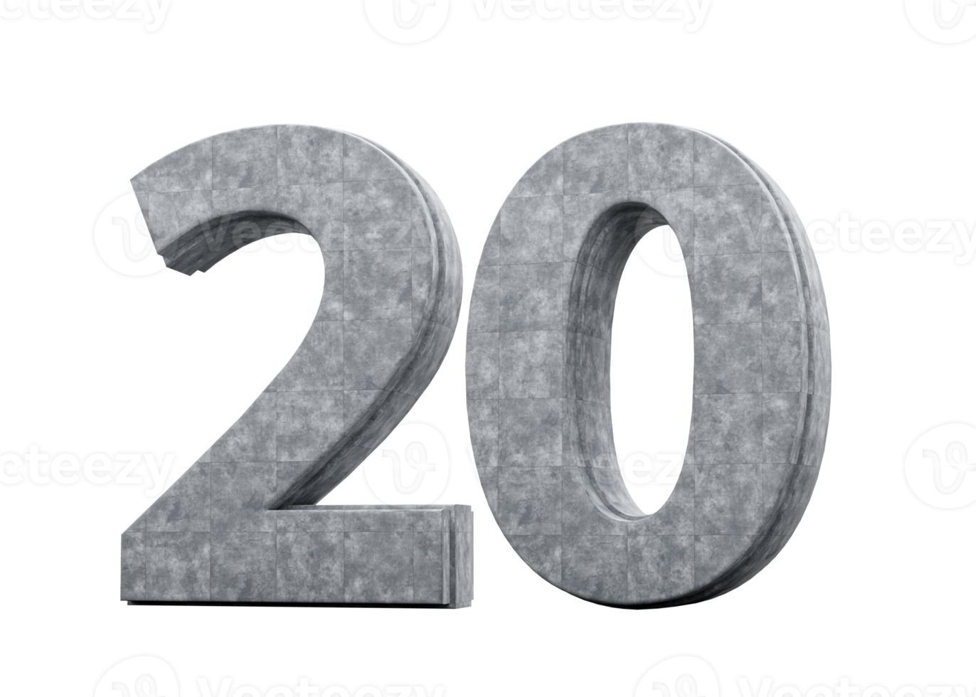 Number Twenty 20 Digit Made Of Grey Concrete Stone 3d Illustration png