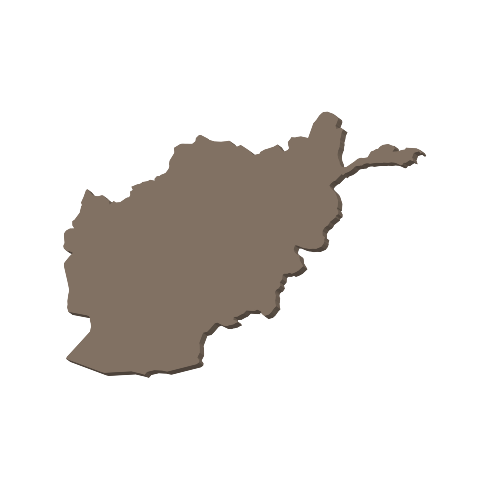 Afghanistan map 3d style on transparent background png