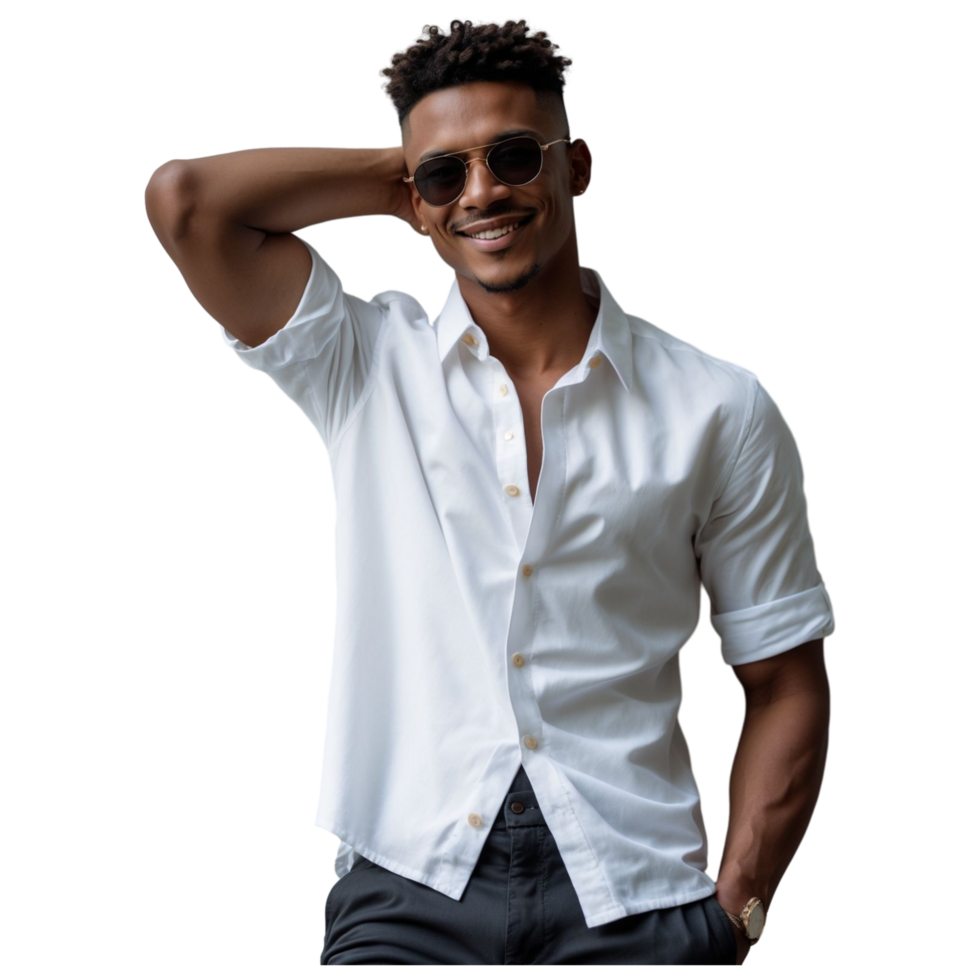 Modern Urban Style Man in Smart Casual Outfit with Sunglasses png