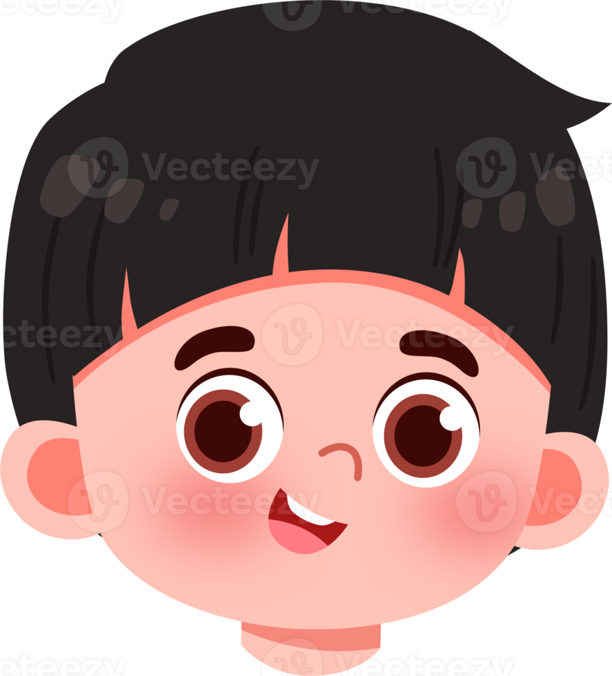 Boy Headshot Smiling Child with Dark Hair and Rosy Cheeks png
