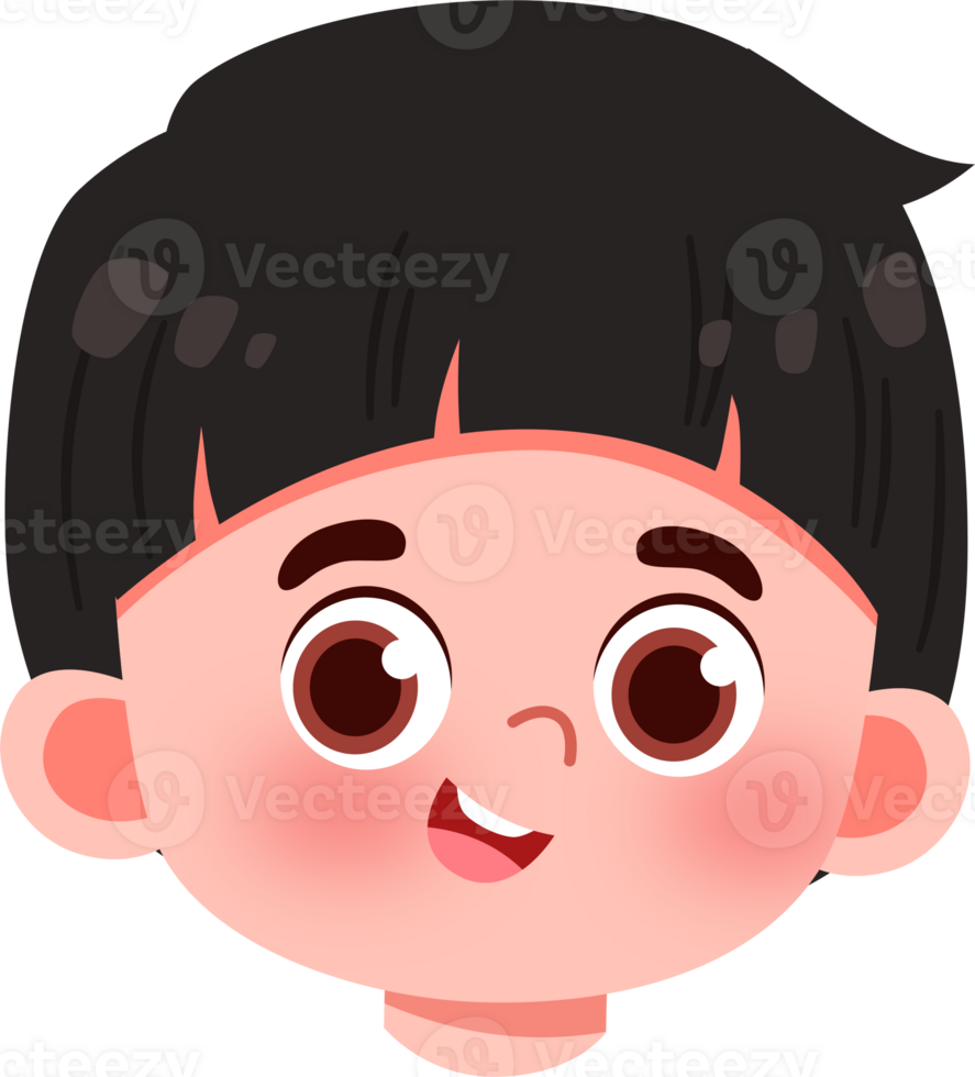 Joyful Child's Face Cartoon Illustration, Smiling Boy Portrait png