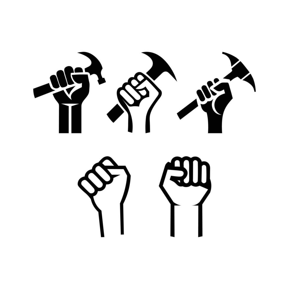 Hand-gripped hammer concept icon for Labour Day vector