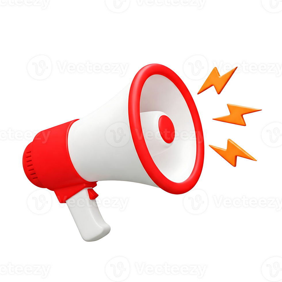 Red and White Megaphone With Sound Waves png