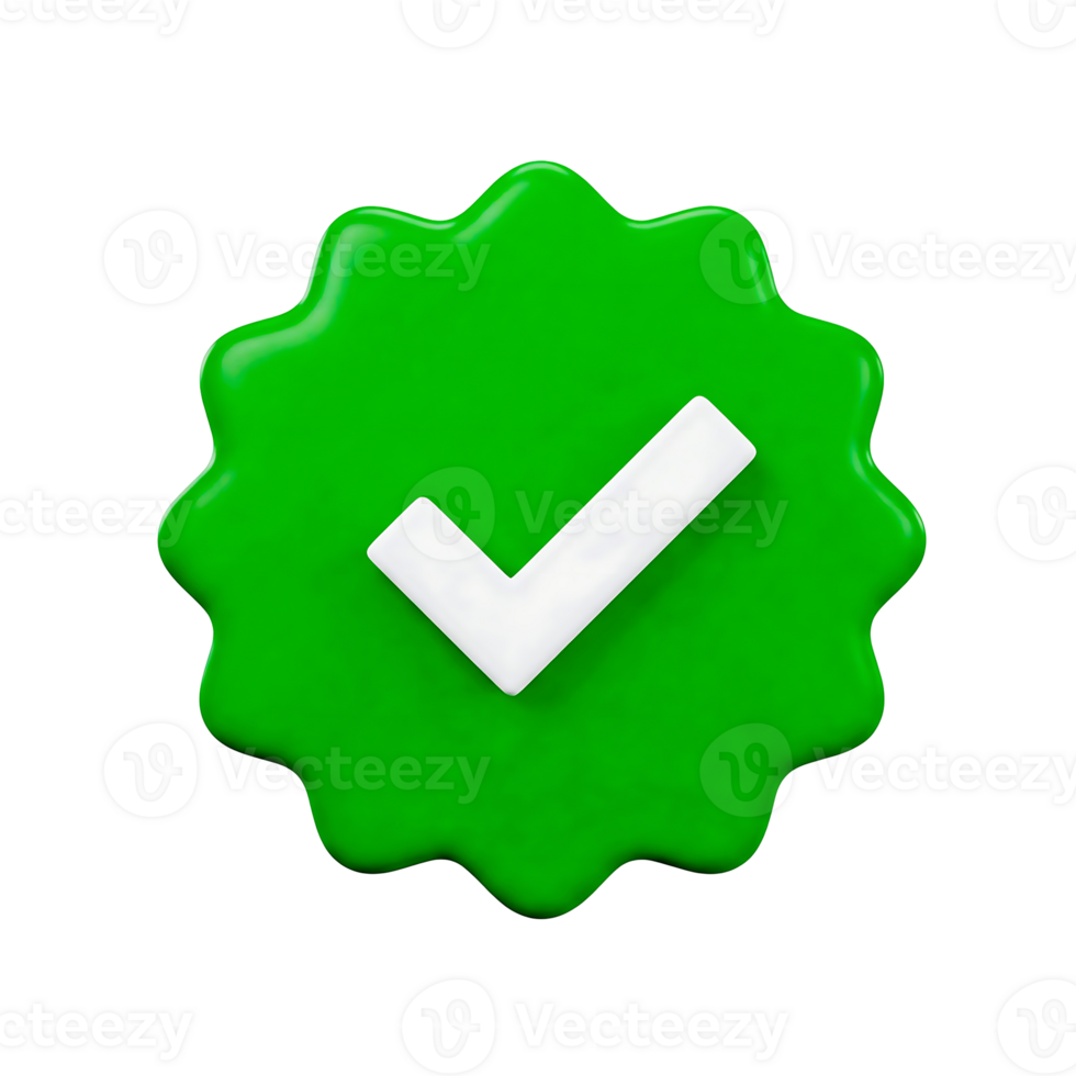 A 3D Rendered Green Check Mark Badge png