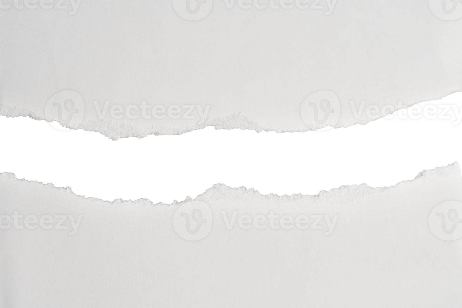 Ripped white paper with torn edges and empty space in center isolated on transparent background png
