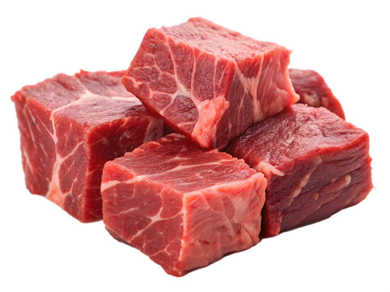 Fresh Raw Diced Lamb Fillet Tenderloin on Transparent Background png